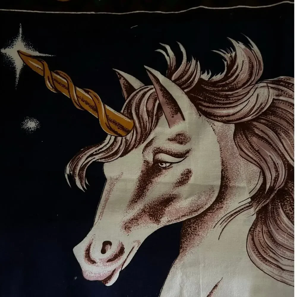 Unicorn fabric tapestry wall hanging- 51 x 35 mystical  fantasy